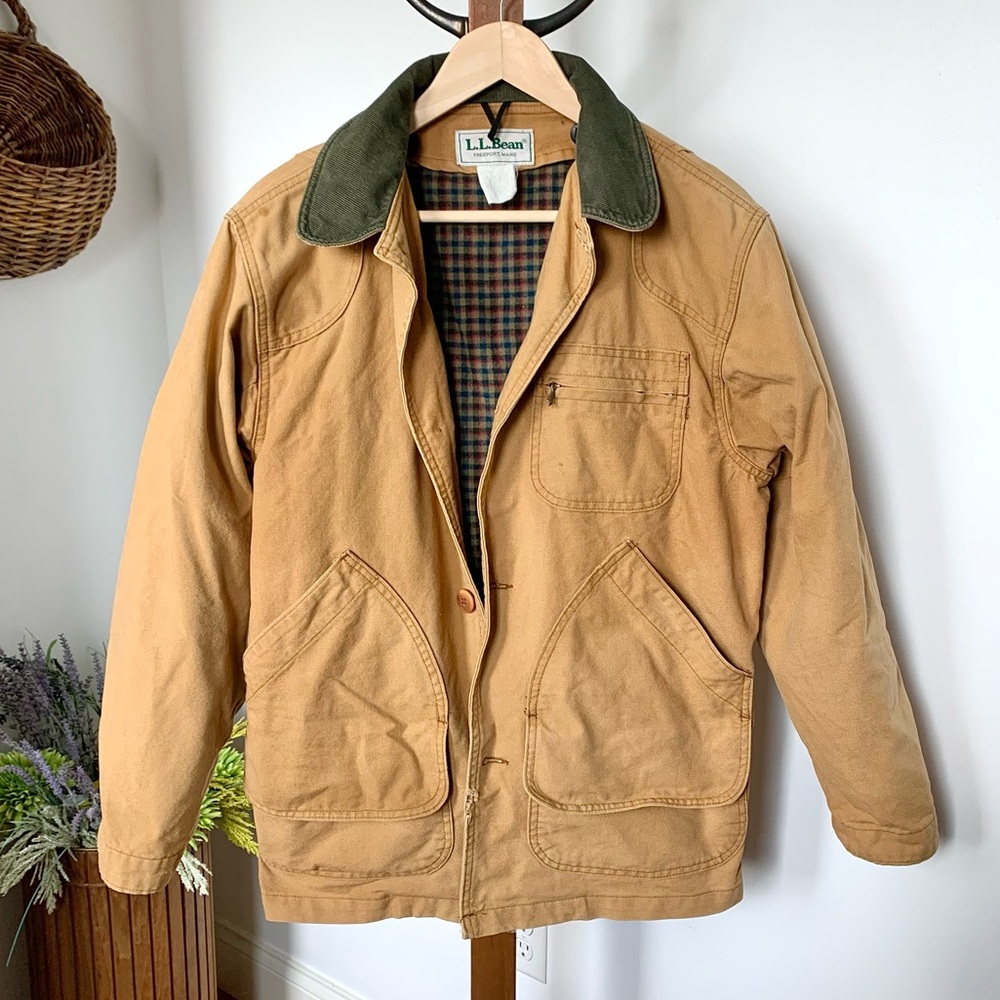Vintage LL Bean Field Coat Barn Jacket & Primaloft Liner Tan Brown USA - Picture 6 of 16